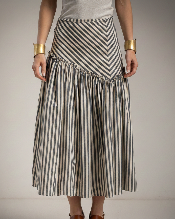 Falda Roma Rayas Negra